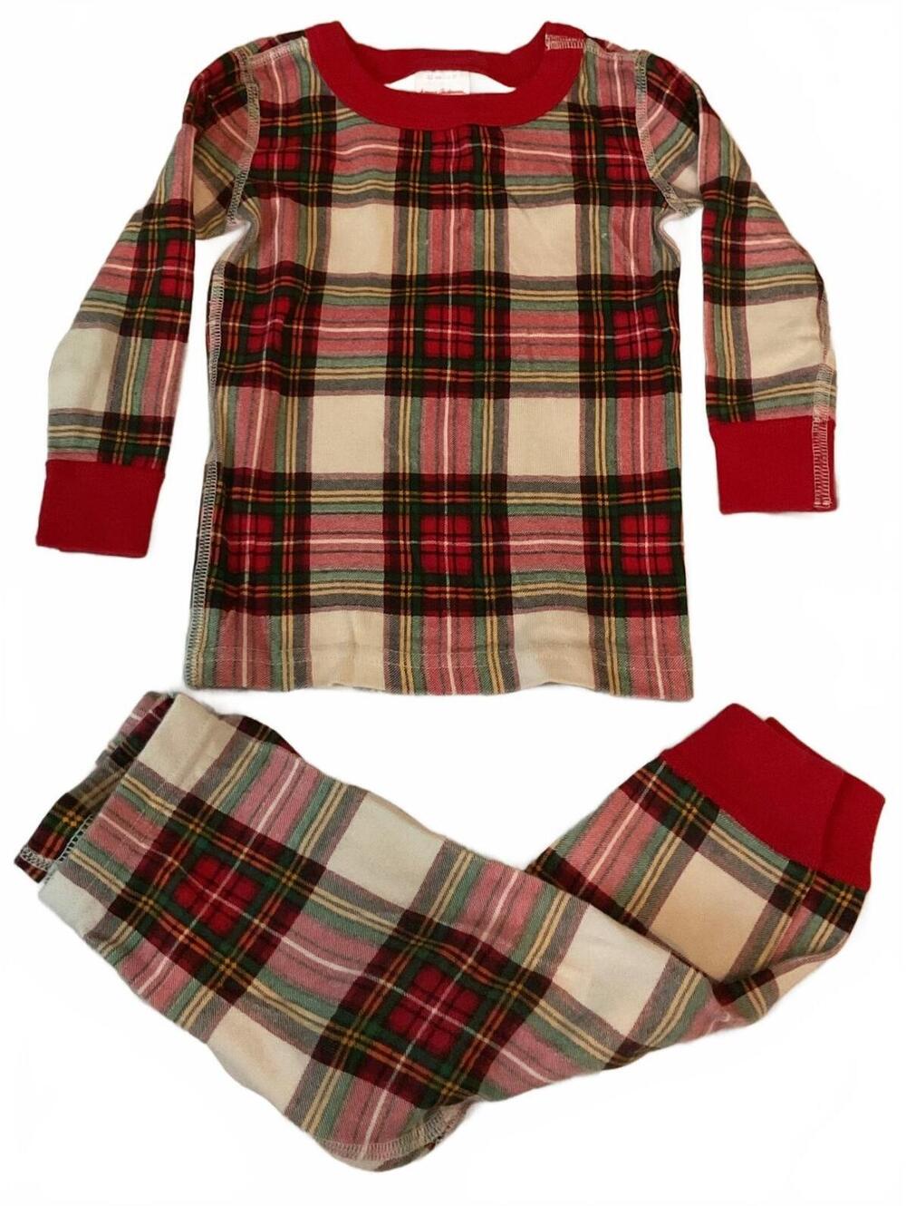Hanna Andersson 2T Holiday Tartan Plaid Long John Pajamas Organic Cotton